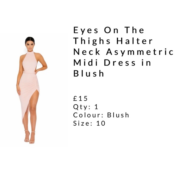 Halter Neck Asymmetric Midi Dress in Blush - Picture 4 of 4